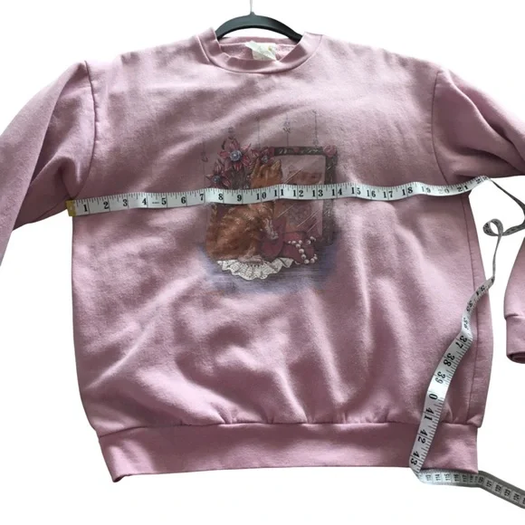 Vintage Grandmacore Cat Sweatshirt 80s Small - Picture 4 of 7